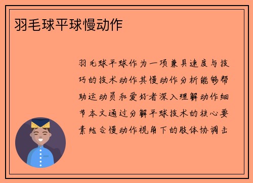 羽毛球平球慢动作